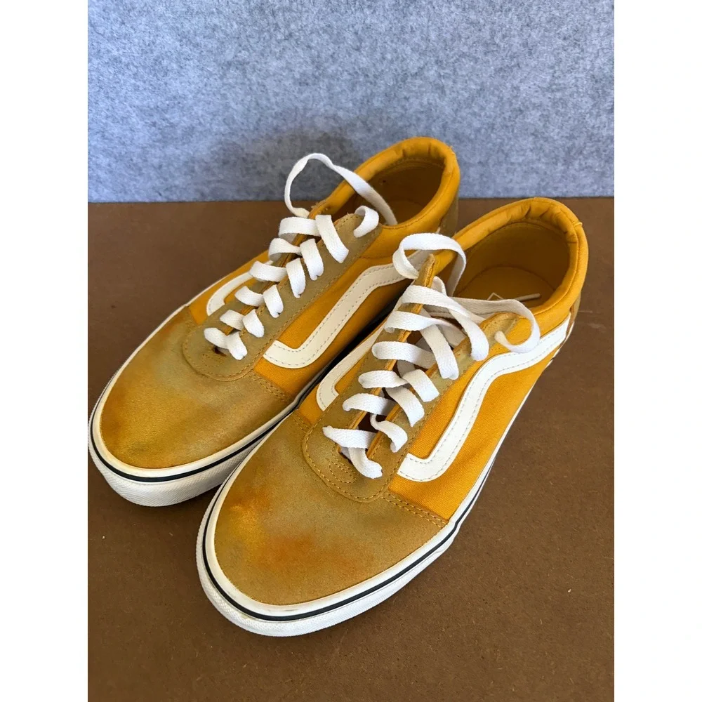 Vans Ward Low TopSneakers MustardYellow SuedeCanvas SkateShoes Men 10 Women 11.5
